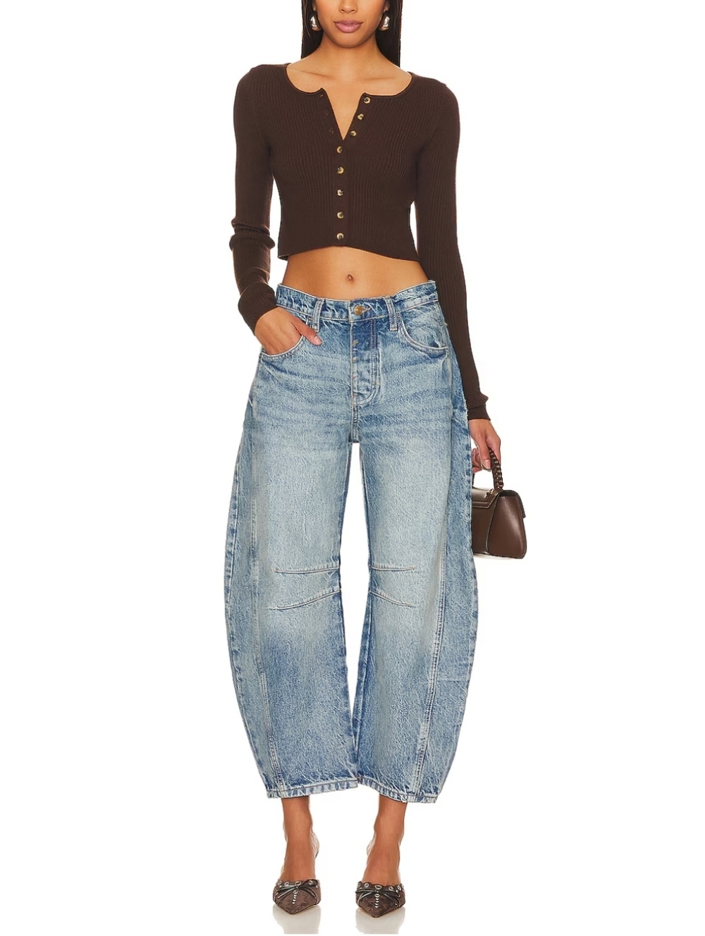 NWOT We The Free People Good Lucky You Mid-rise Barrel Leg Jeans 30 Baggy Slouch